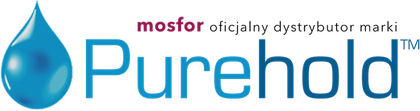 Logo firmy Purehold- błękitna kropla i nazwa firmy