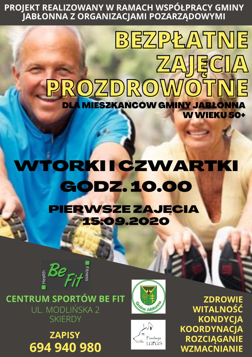 Zaproszenie na zajęcia prozdrowotne dla mieszkańców Gminy Jabłonna w wieku 50+