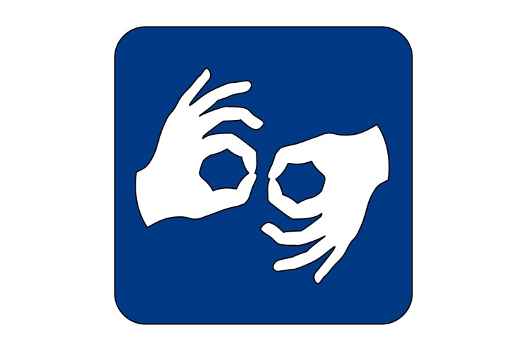 Ikona migania - dwie białe dłonie na niebieskim tle