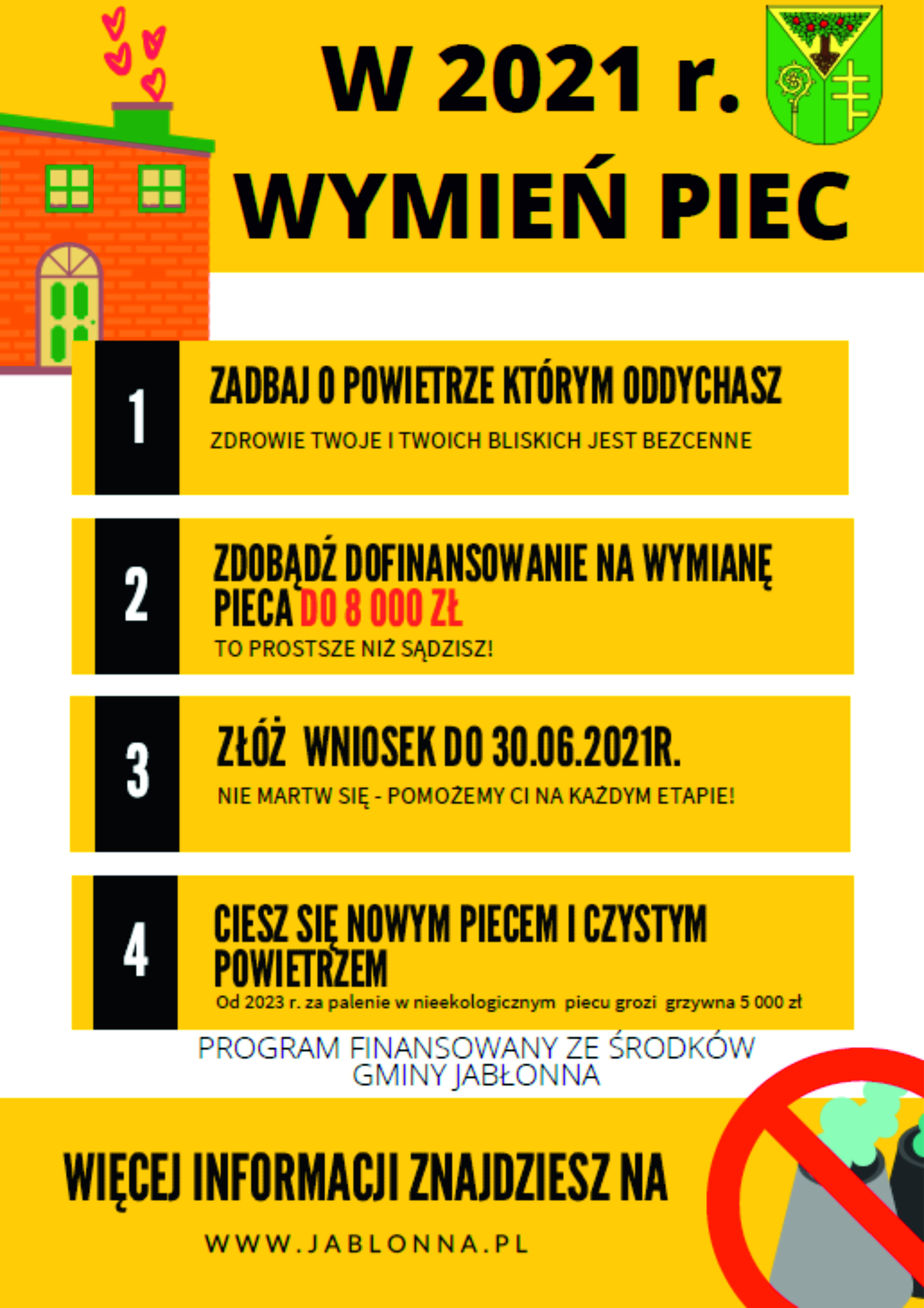 wymień piec w 2021 roku, zadbaj o powietrze którym oddychasz, dofinansowanie 8000, złoż wniosek do 30.06.2021