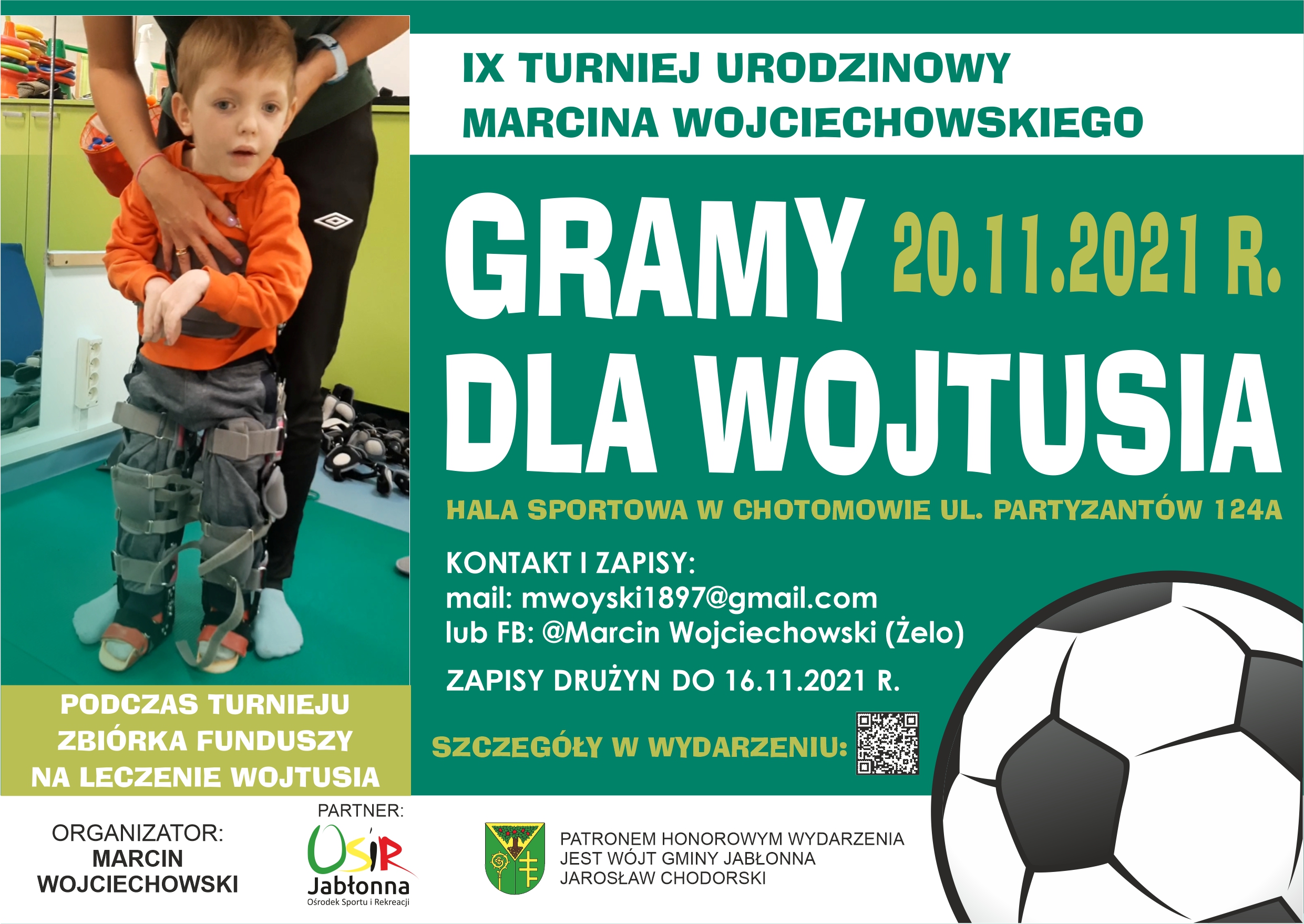 Plakat informacyjny - Gramy dla Wojtusia - IX Turniej Urodzinowy