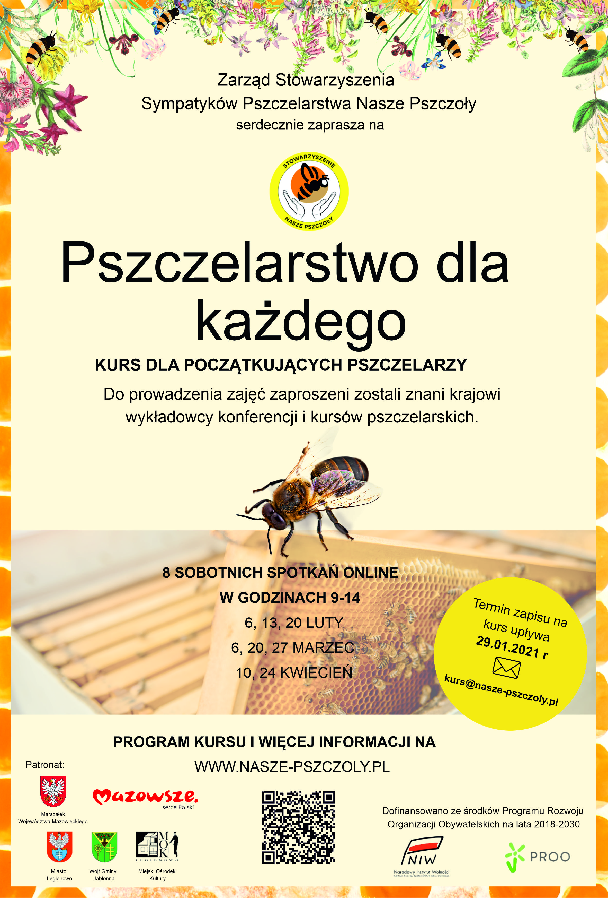 Pszczelarstwo dla kazdego, zaproszenie na kurs pszczelarski - kurs dla początkujących pszczelarzy