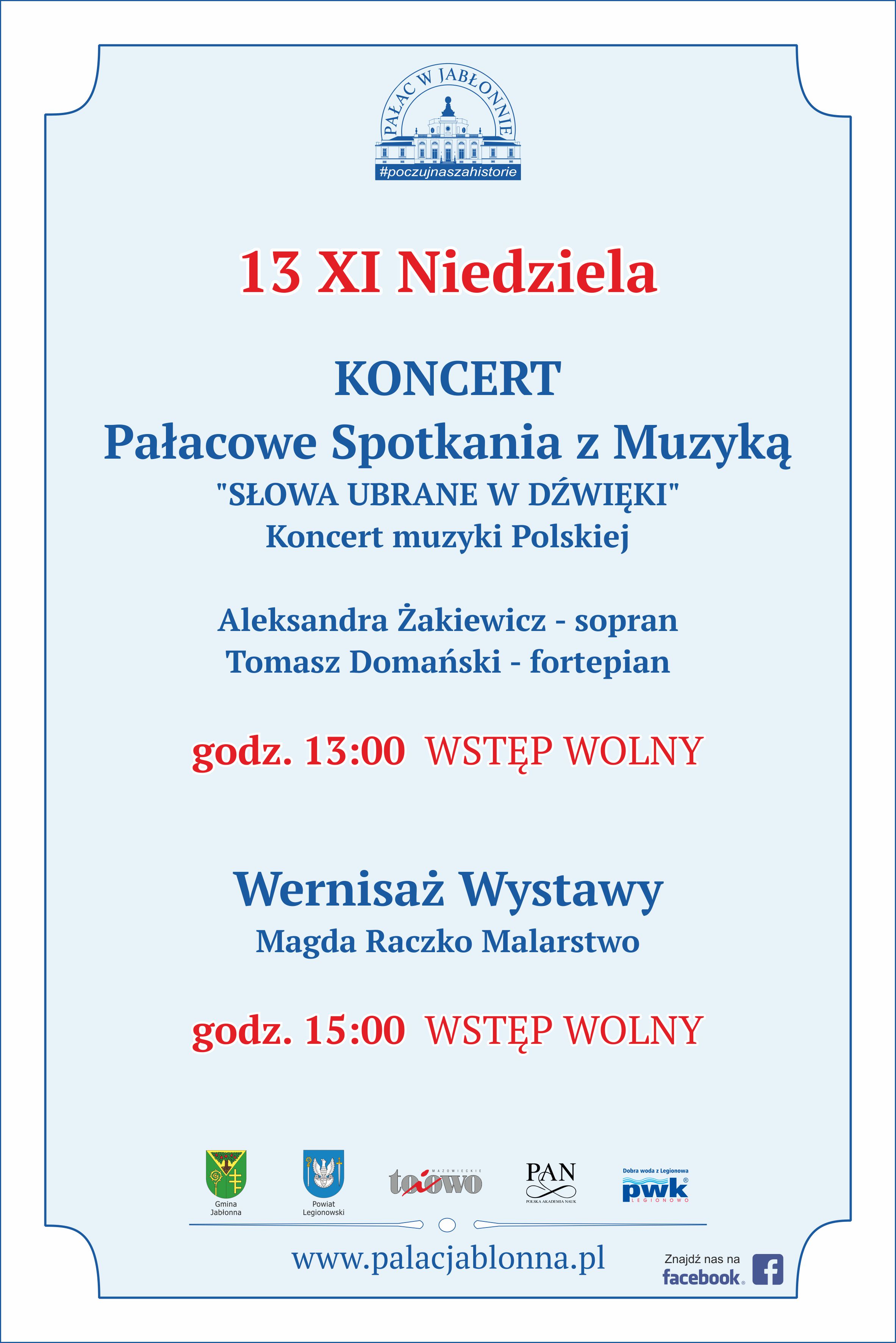 13.11.2022 Niedziela - Pałacowe Spotkania z Muzyką - koncert muzyki polskiej 13.11.2022 Niedziela - Pałacowe Spotkania z Muzyką - koncert muzyki polskiej