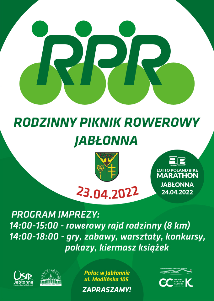 Rodzinny Piknik Rowerowy - 23 kwietnia 2022 Pałac w Jabłonnie, godz. 14.00 - 18.00