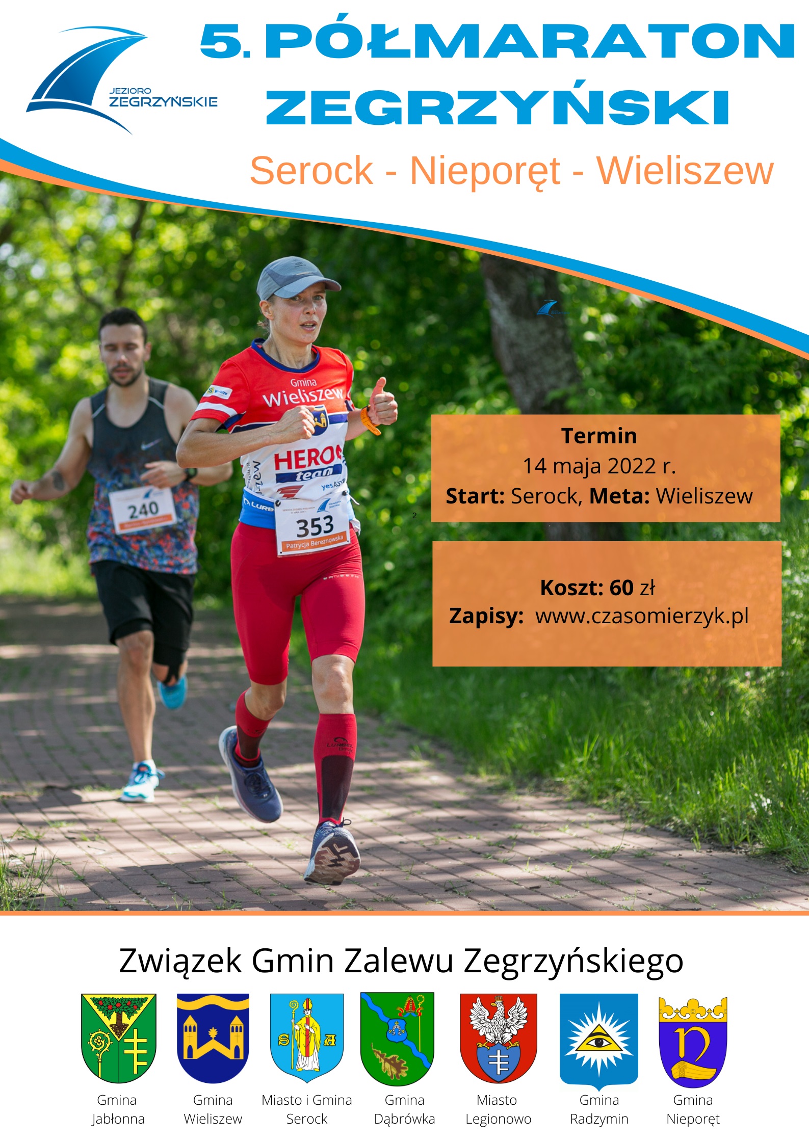 Plakat informacyjny o 5. Półmaratonie Zegrzyńskim