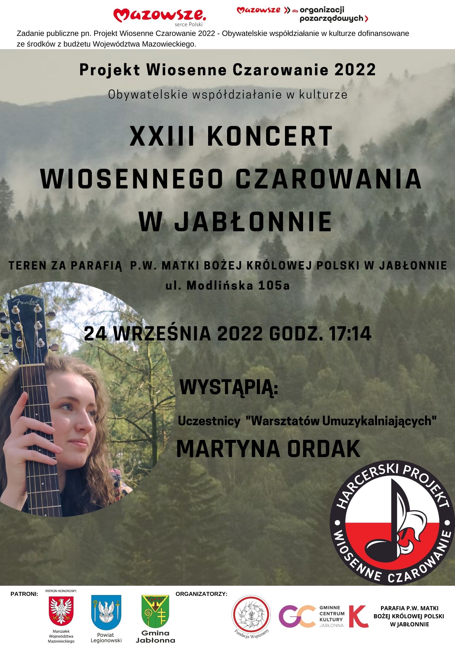 plakat z zapowiedzią koncertu Wiosenne Czarowanie