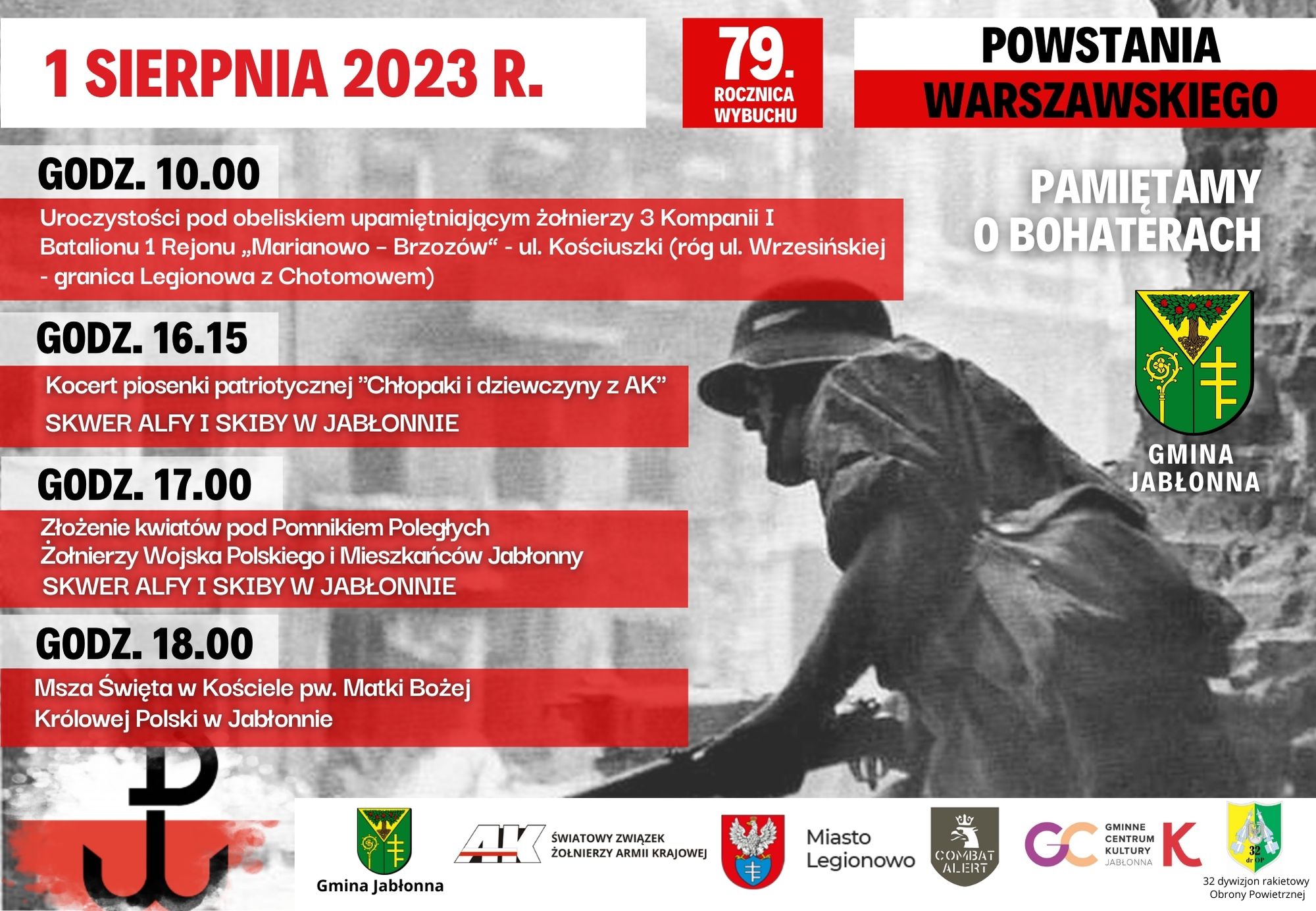 1 sierpnia oddajemy hołd uczestnikom Powstania Warszawskiego, którzy przez 63 dni nieustępliwie walczyli nie tylko o wolność i sprawiedliwość ale także o godność i ducha narodu. W godzinę 