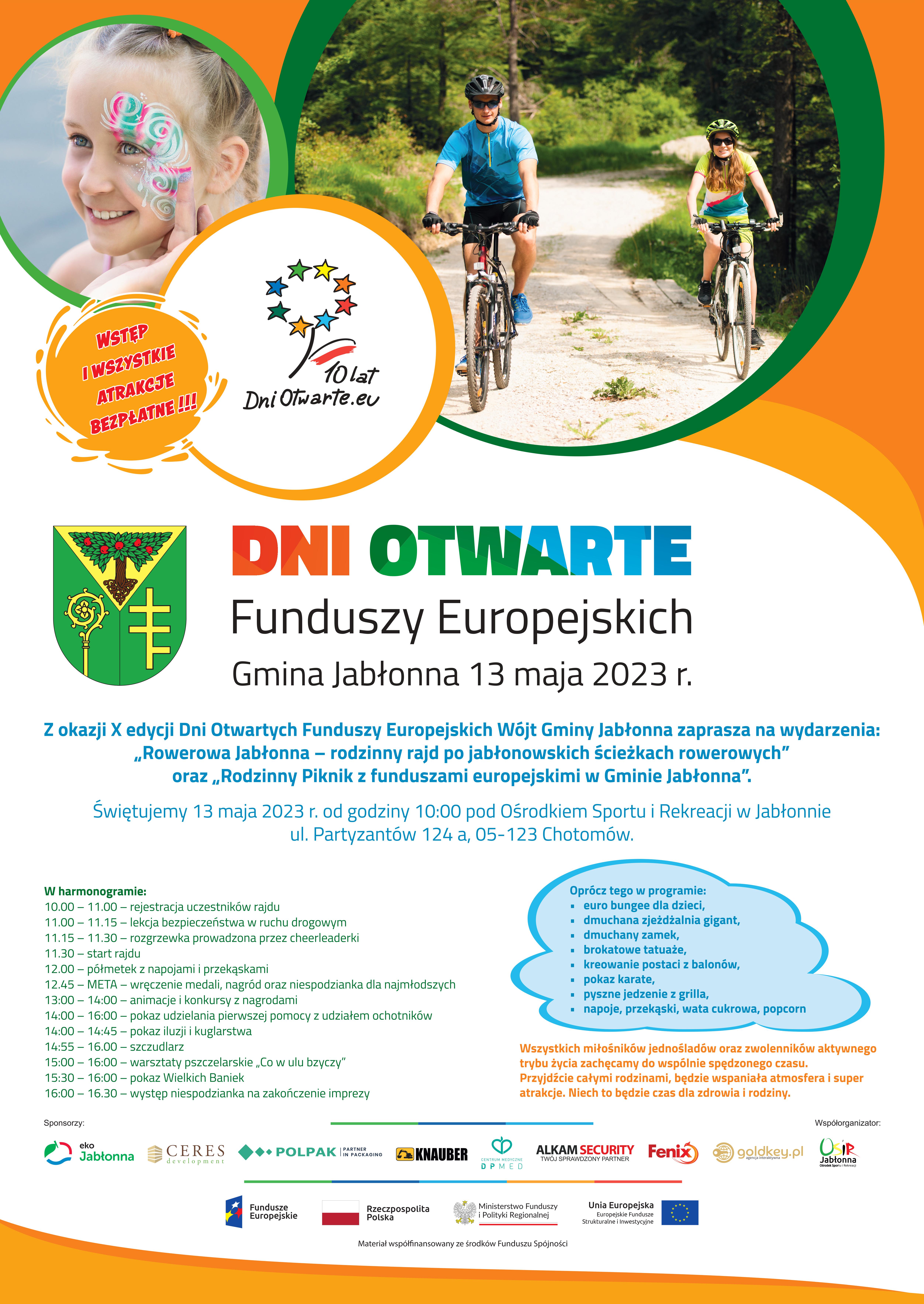 Plakat - Dni Otwarte Funduszy Europejskich 13 maja 2023 roku