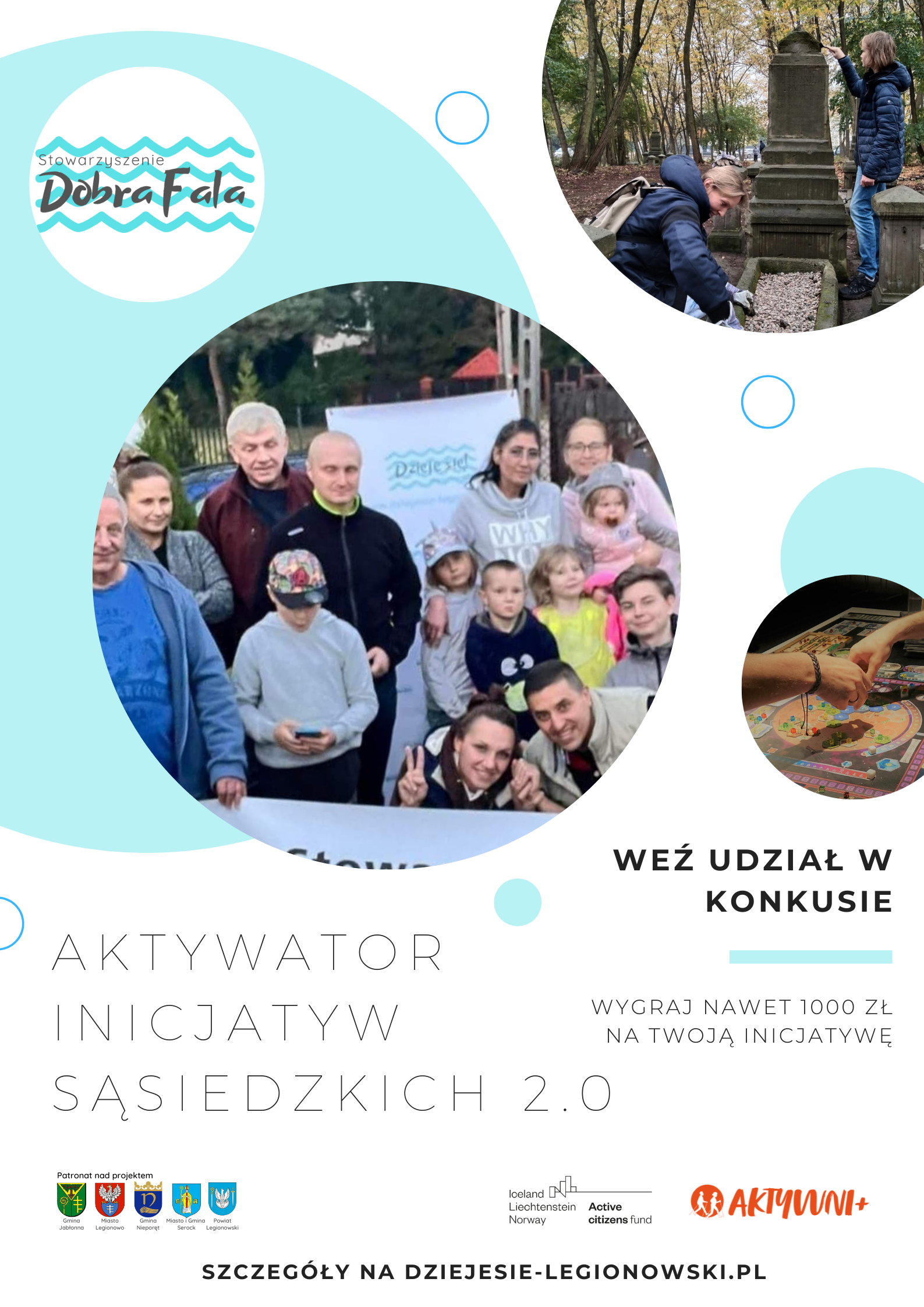Plakat informujący o konkursie Aktywator Inicjatyw Sąsiedzkich Plakat informujący o konkursie Aktywator Inicjatyw Sąsiedzkich